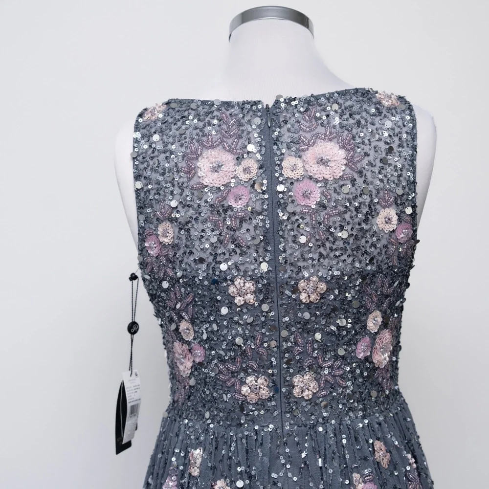 Adrianna Papell‎ - Beaded Mesh Shirred Gown